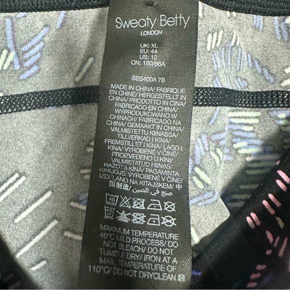 Sweaty Betty Power Leggings Womens XL US 12 Black Abstract Print 7/8 Length - Picture 10 of 13
